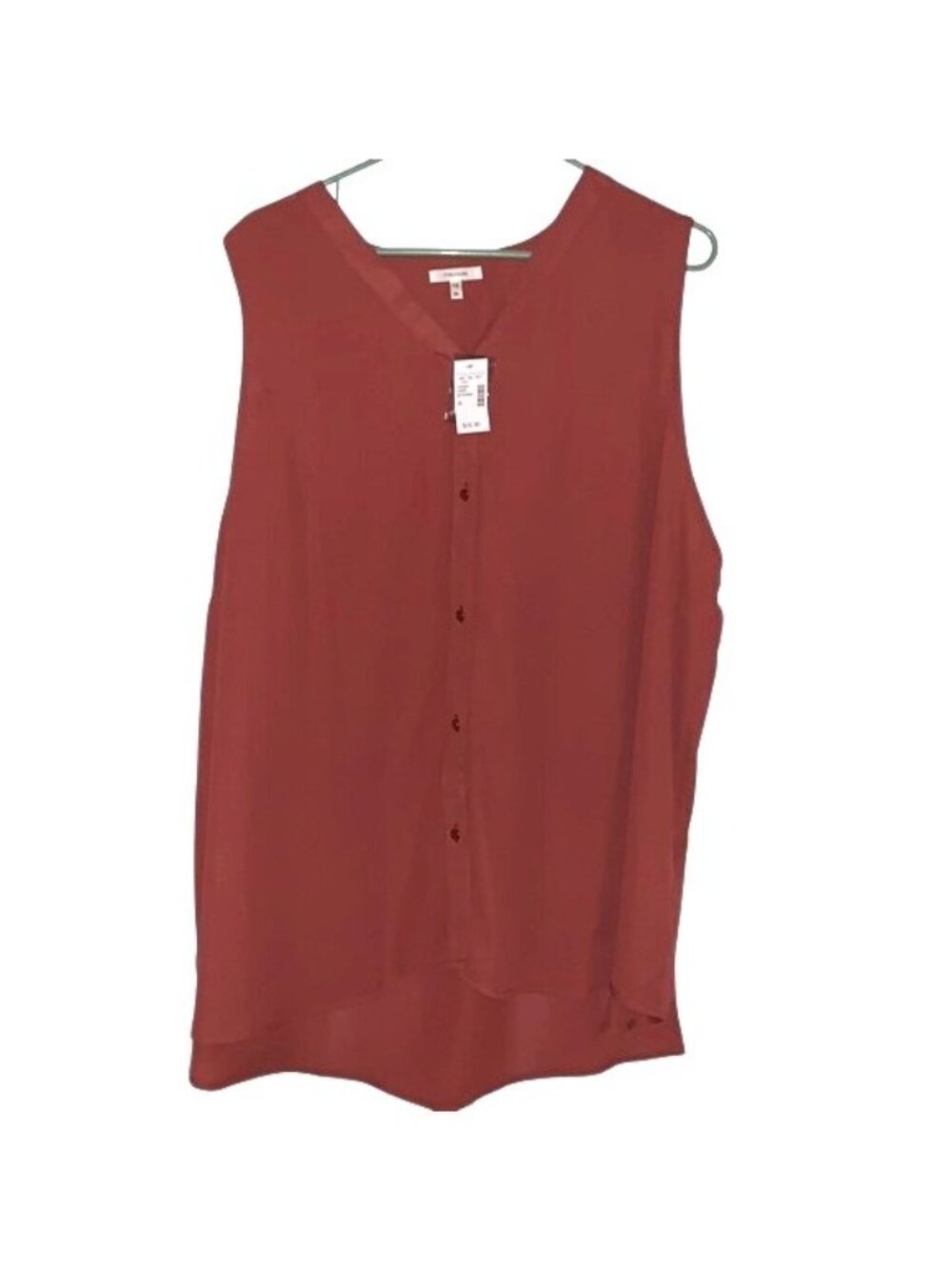 Maurices Womens Sleeveless Button-Front Rust Top Size 3X 100% Polyester